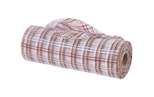 10"X10Yd Plaid Mesh White/Brown/Natural RE13843R - DecoExchange®