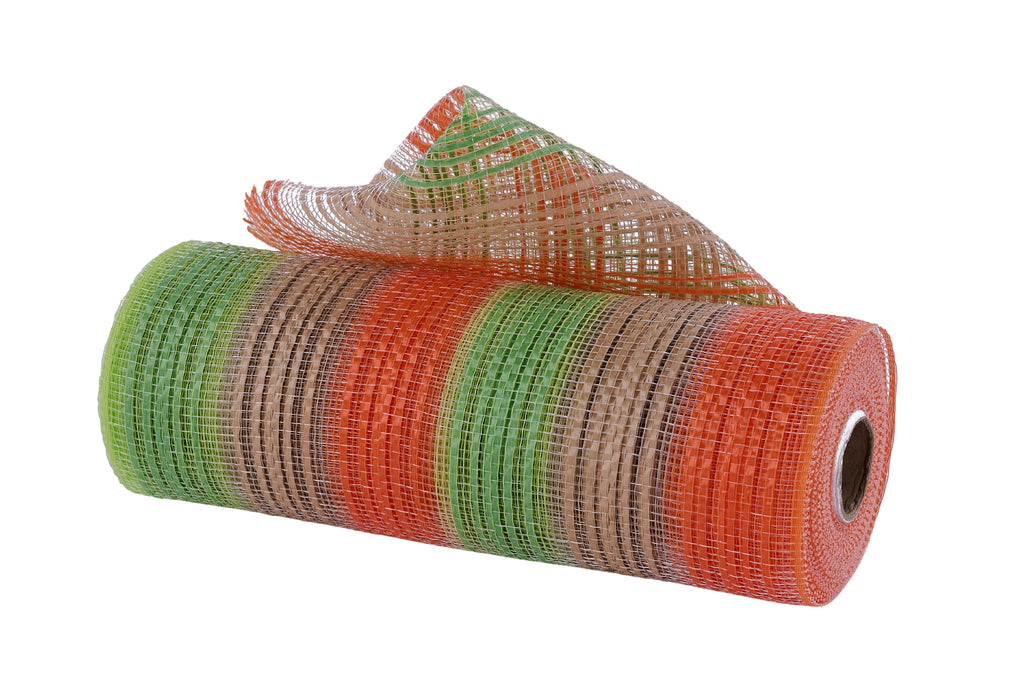10"X10Yd Vertical Stripe Mesh Lime/Natural/Orange RE13851N