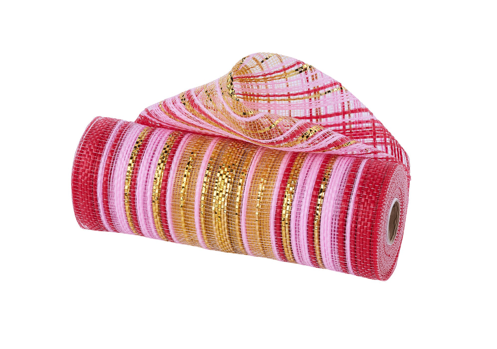 10"X10Yd Vertical Ombre W/Foil Mesh Red/Pink/Gold RE13872H