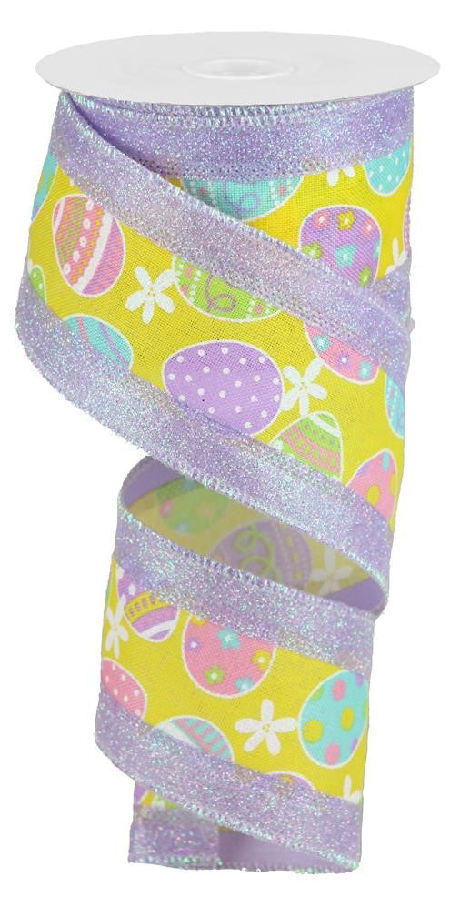 2.5"X10Yd 3-In-1 Easter Egg/Glitter Soft Ylw/Multi/Lavender RG0825713 - DecoExchange®