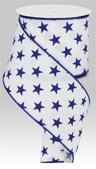 4"X10Yd Stars On Royal White/Navy Blue RGA111727 - DecoExchange®