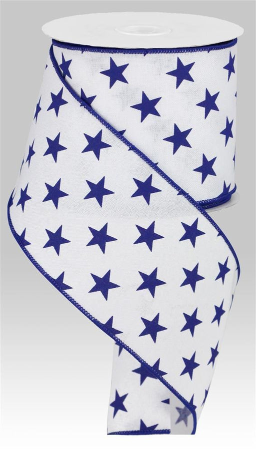 4"X10Yd Stars On Royal White/Navy Blue RGA111727 - DecoExchange®