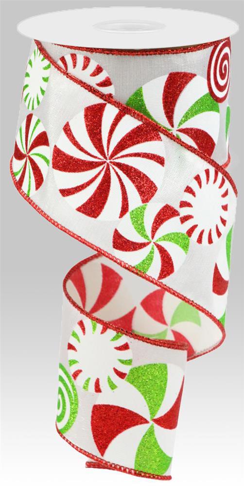 2.5"X10Yd Bold Peppermints/Royal White/Lime/Red RGC123027