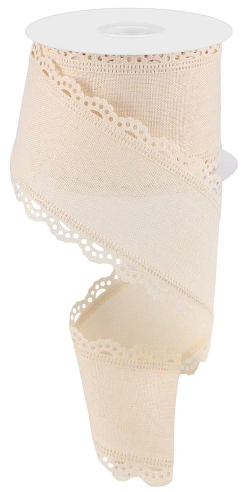 2.5"x10Yd Scalloped Edge Royal Burlap Ribbon - Cream - RGC1303C2 - DecoExchangeÂ®