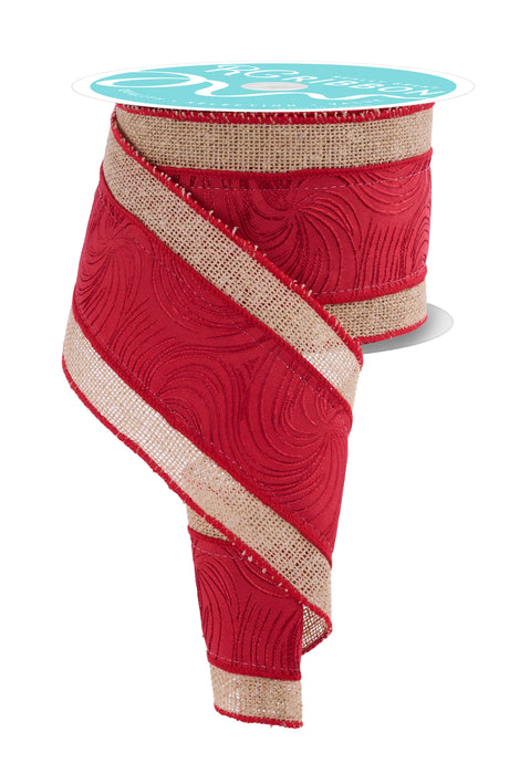 4"X10Yd 2-In-1 Swirl On Faux Burlap Red/Natural RGC826224