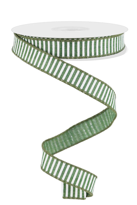 5/8"X10Yd Horizontal Stripes/Royal Clover Green/White RGE1267W9 - DecoExchange®