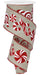 2.5 inch x 10yd Candy Cane Peppermint Royal Ribbon Buff White Red RGE147172