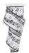 2.5"X10Yd Music Notes On Diagonal Weave White/Black RGE173527