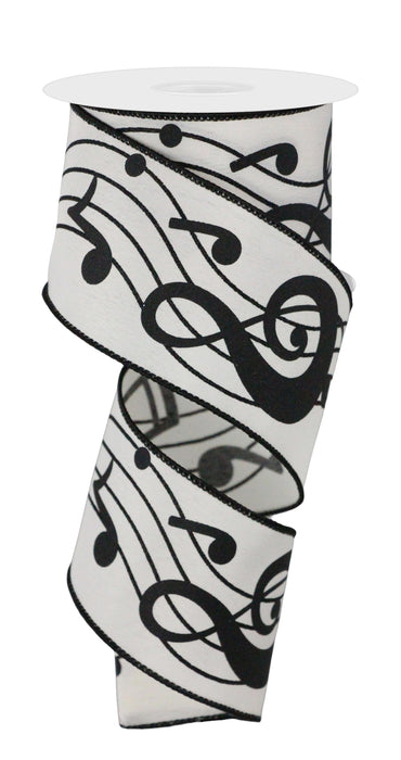 2.5"X10Yd Bold Music Notes Ivory/Black RGE174030