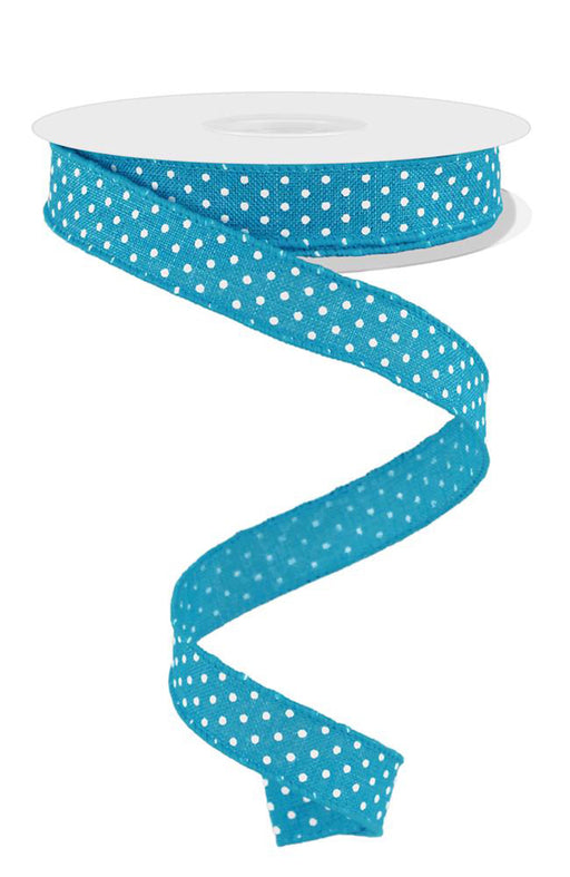 5/8"X10Yd Raised Swiss Dots On Royal Turquoise/White RGE177634 - DecoExchange®