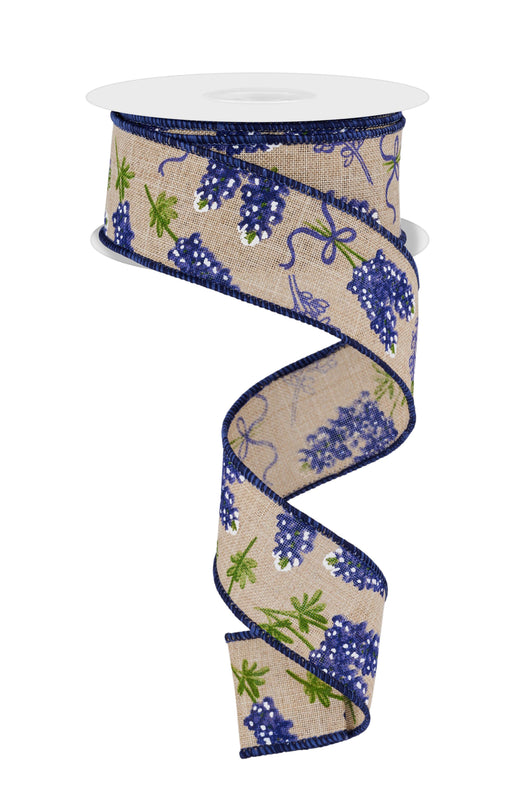 1.5"X10Yd Bluebonnet Pattern Natural/Blue/Green RGF108418 - DecoExchange®