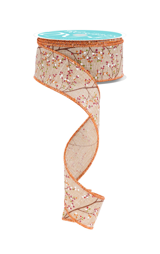 1.5"X10Yd Mini Berry Branch Lt Beige/Orng/Burg/Grn RGF147401 - DecoExchange®