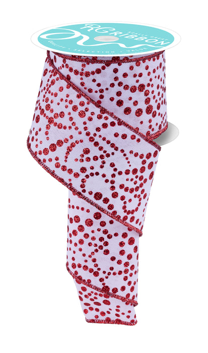 2.5"X10Yd Mini Glitter Dots White/Red RGF172067 - DecoExchange®