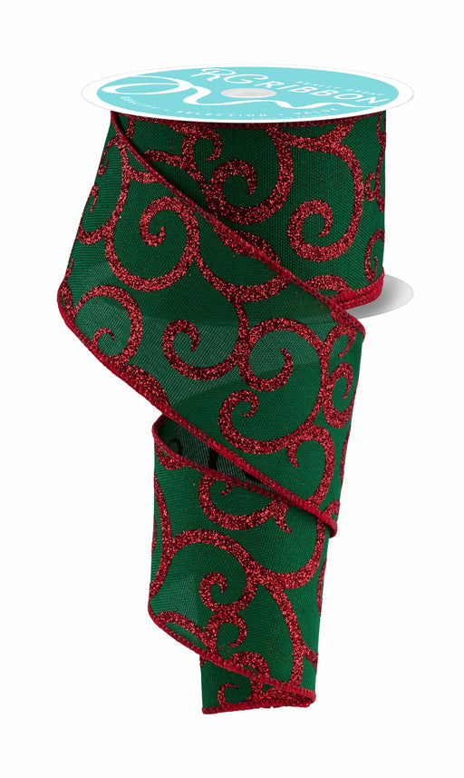2.5"X10Yd Glitter Swirl Emerald Green/Red RGF178758