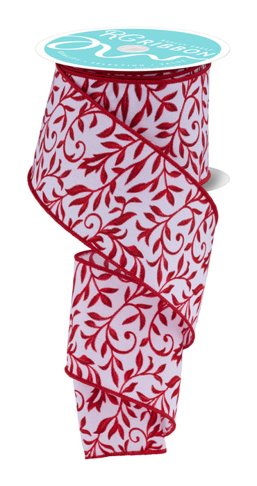 2.5"X10Yd Tonal Leaves White/Red/Burgundy RGF183067