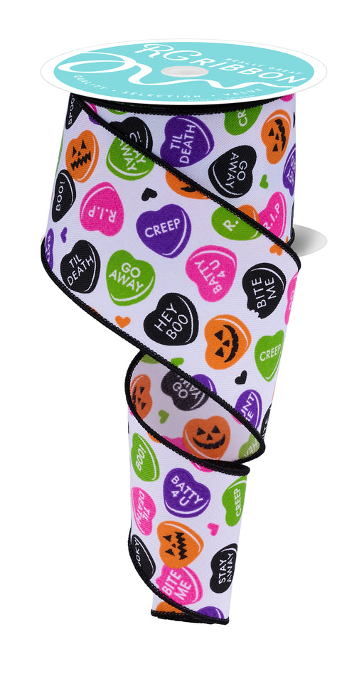 2.5"X10Yd Halloween Candy Hearts Wht/Orng/Pnk/Prpl/Lime RGF187927