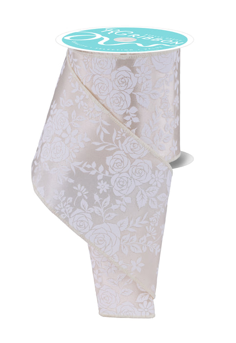 4" X 10YD Multi Roses Ivory/White RGF190030