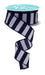 1.5 inch x 10yd Horizontal Glitter Stripes Ribbon White Navy RGF1966N9