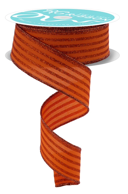 1.5"X10Yd Glitter Vertical Stripe Orange RGF197020 - DecoExchange®