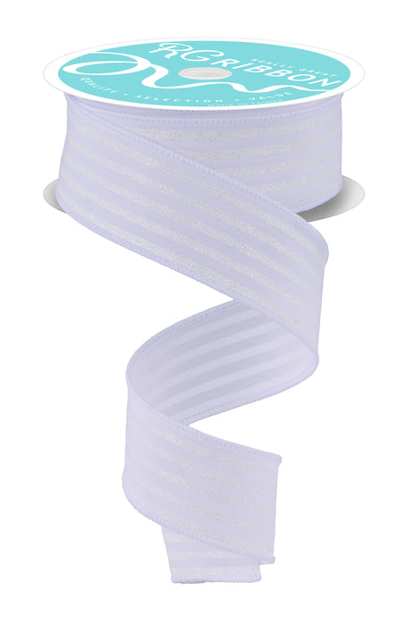 1.5"X10Yd Glitter Vertical Stripe White RGF197427 - DecoExchange®