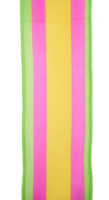 3.25"X10Yd Faux 3-In-1 Vertical Stripe Yellow/Hot Pink/Lime RGF1983M6