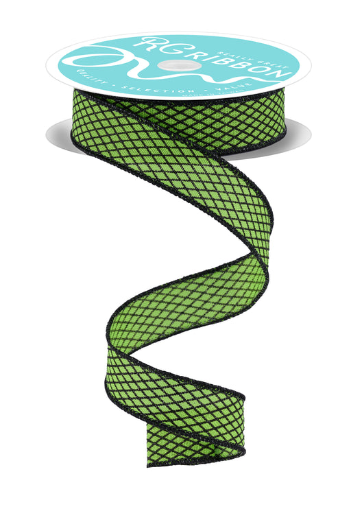 7/8"X10Yd Mini Harlequin Fresh Green/Black RGF7698LT