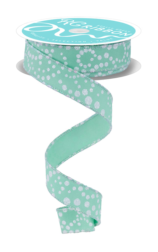 7/8"X10Yd Mini Glitter Dots Mint Green/Irid White RGF7733AN - DecoExchange®