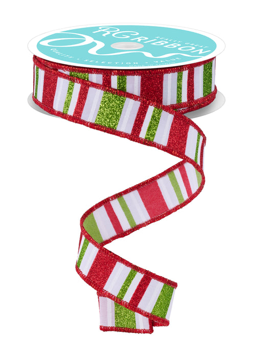7/8"X10Yd Horizontal Stripe White/Red/Lime RGF7918T9