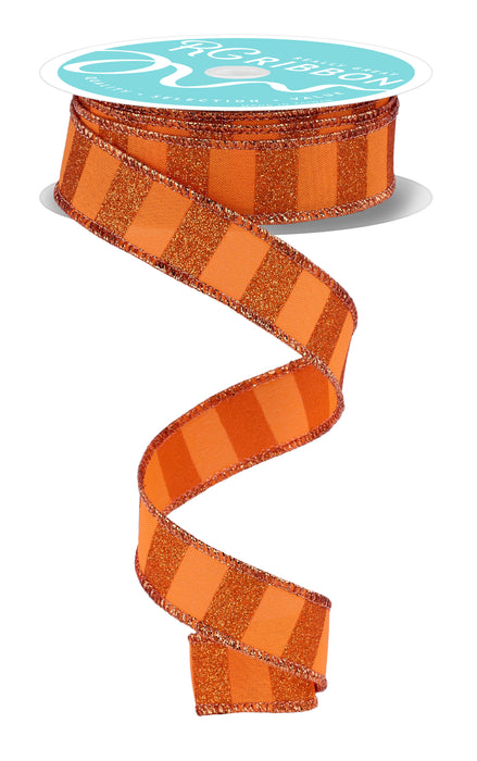7/8"X10Yd Horizontal Glitter Stripes Orange RGF796620