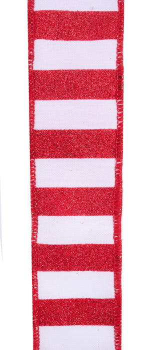 7/8"X10Yd Horizontal Glitter Stripes White/Red RGF796667