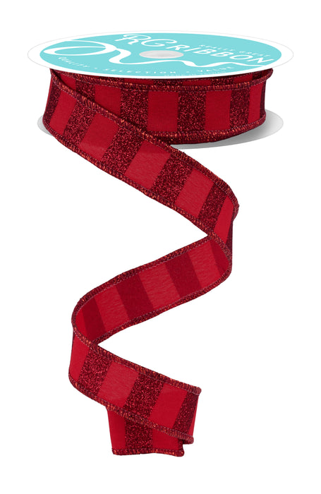 7/8"X10Yd Horizontal Glitter Stripes Cranberry/Burgundy RGF7966Y6