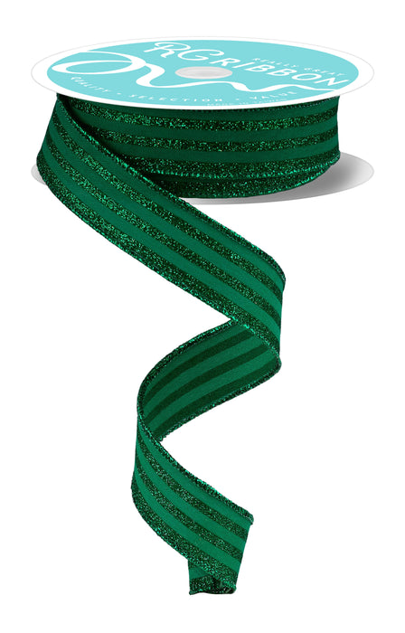 7/8"X10Yd Glitter Vertical Stripe Emerald Green RGF797006