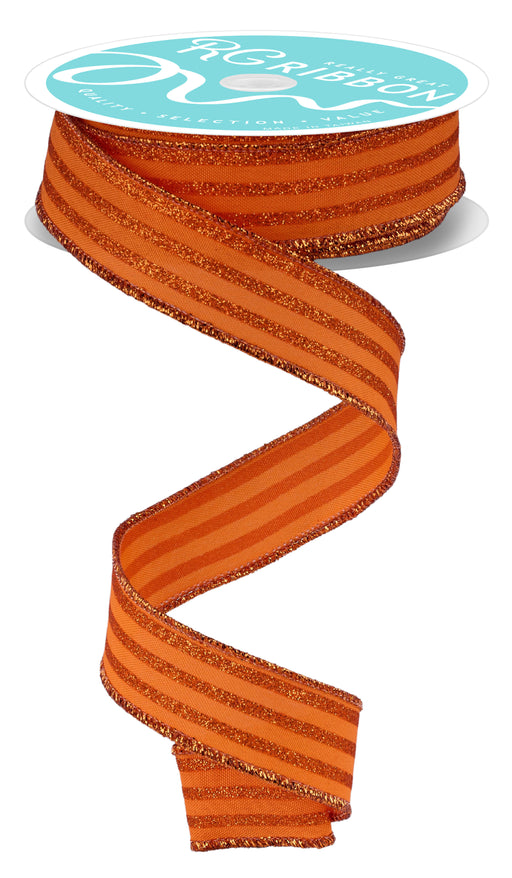 7/8"X10Yd Glitter Vertical Stripe Orange RGF797020 - DecoExchange®