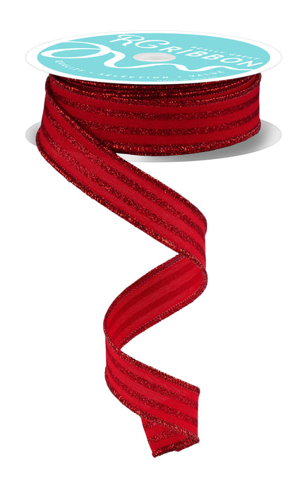 7/8"X10Yd Glitter Vertical Stripe Red RGF797024 - DecoExchange®