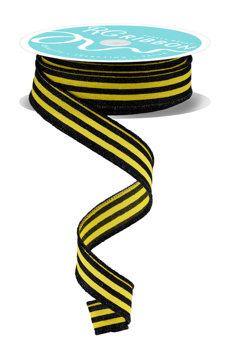 7/8"X10Yd Glitter Vertical Stripe Sun Yellow/Black RGF79708N - DecoExchange®