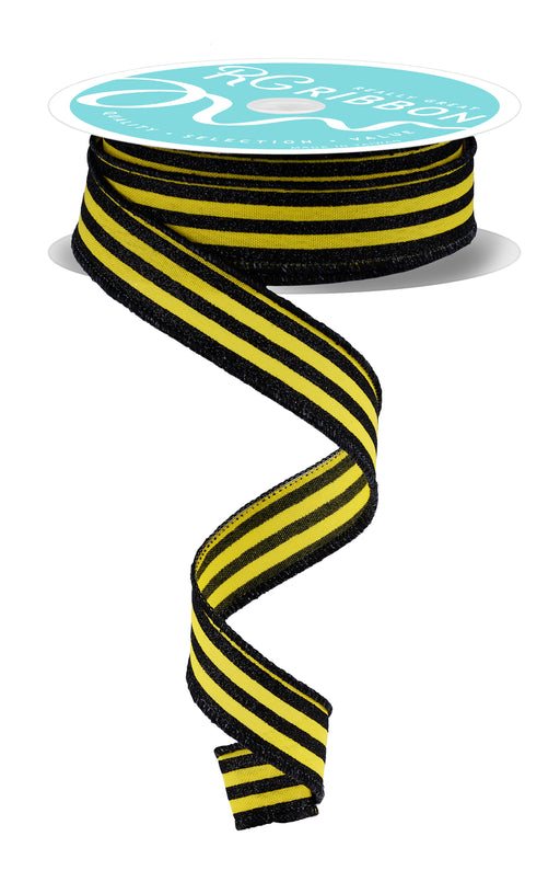 7/8"X10Yd Glitter Vertical Stripe Sun Yellow/Black RGF79708N - DecoExchange®