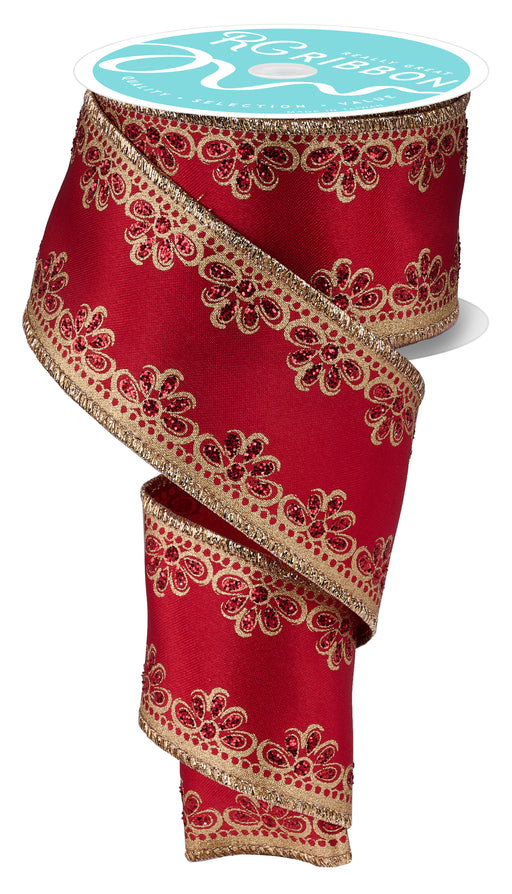 2.5"X10Yd Lux Scallop Trim Red/Gold RGH103536