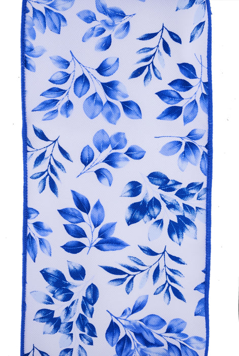 4"X10Yd Greenery White/Multi Blue RGH116503