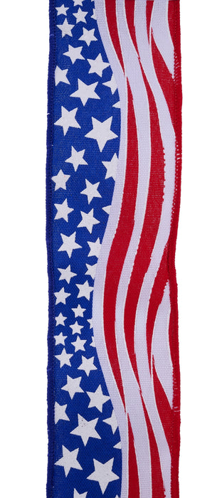 2.5"X10Yd Wavy Flag White/Red/Blue RGH1169A1 - DecoExchange