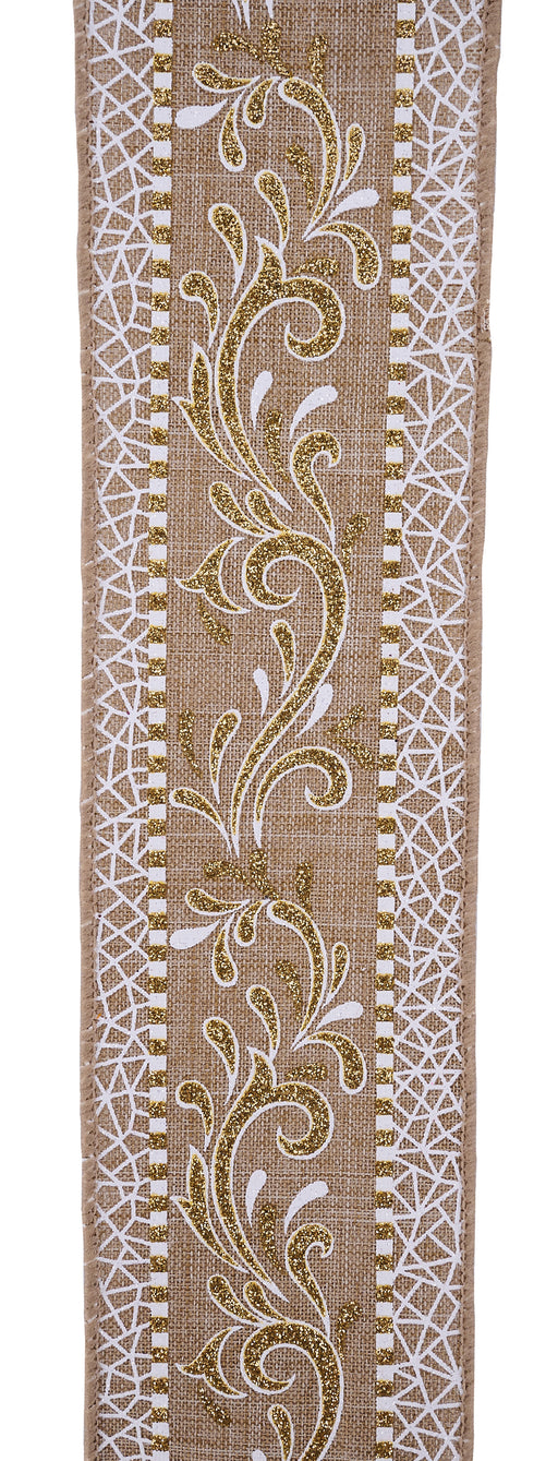 2.5"X10Yd Multi Swirls Lt Beige/White/Gold RGH121601