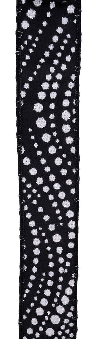 1.5"X10Yd Raised Wavy Polkadot Black/White RGH124502