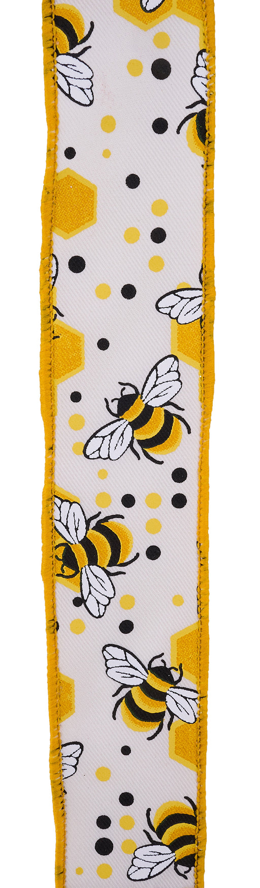1.5"X10Yd Bumblebees With Honeycomb Ivory/Black/Yellow/White RGH127130 - DecoExchange