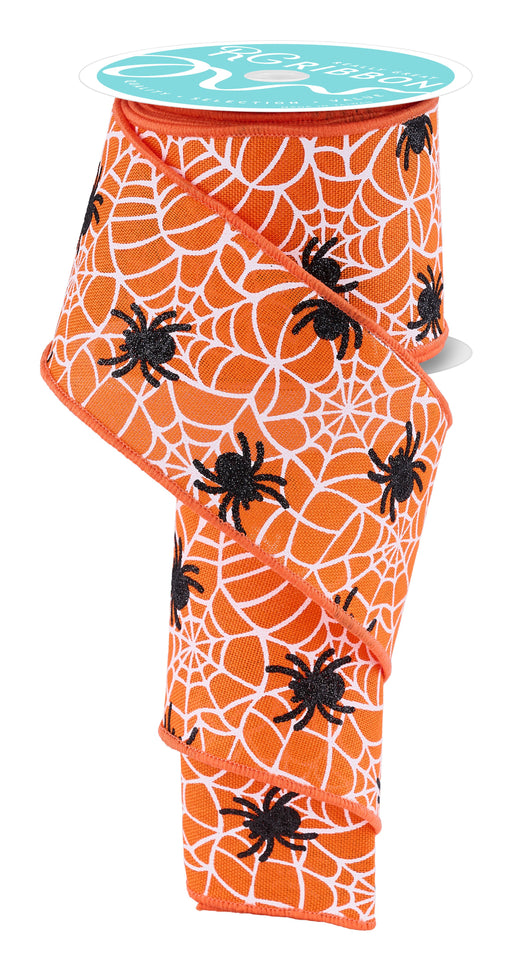 2.5"X10Yd Glitter Spider Webs Orange/Black/White RGH138620 - DecoExchange®