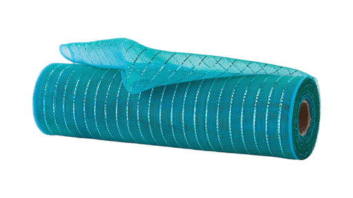 10.25"X10Yd Fine Weave Metallic Mesh Teal W/Turquoise Foil RY500160 - DecoExchange®