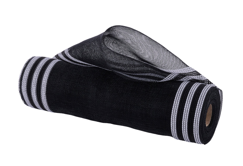 10.25"X10Yd Fine Weave Border Stripe Black/White RY500862