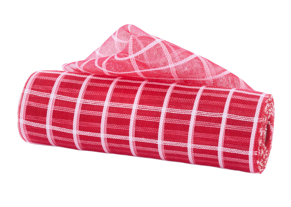 10.25"X10Yd Fine Weave Small Check Mesh Red/White RY501349