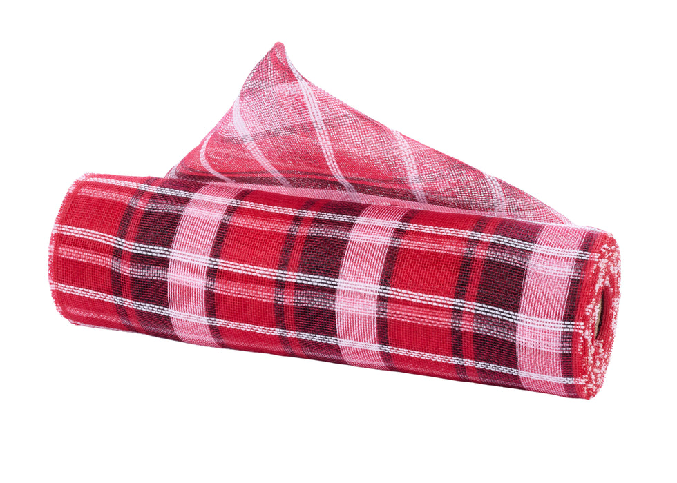 10.25"X10Yd Fine Weave Plaid Mesh Red/White/Black RY5014D6