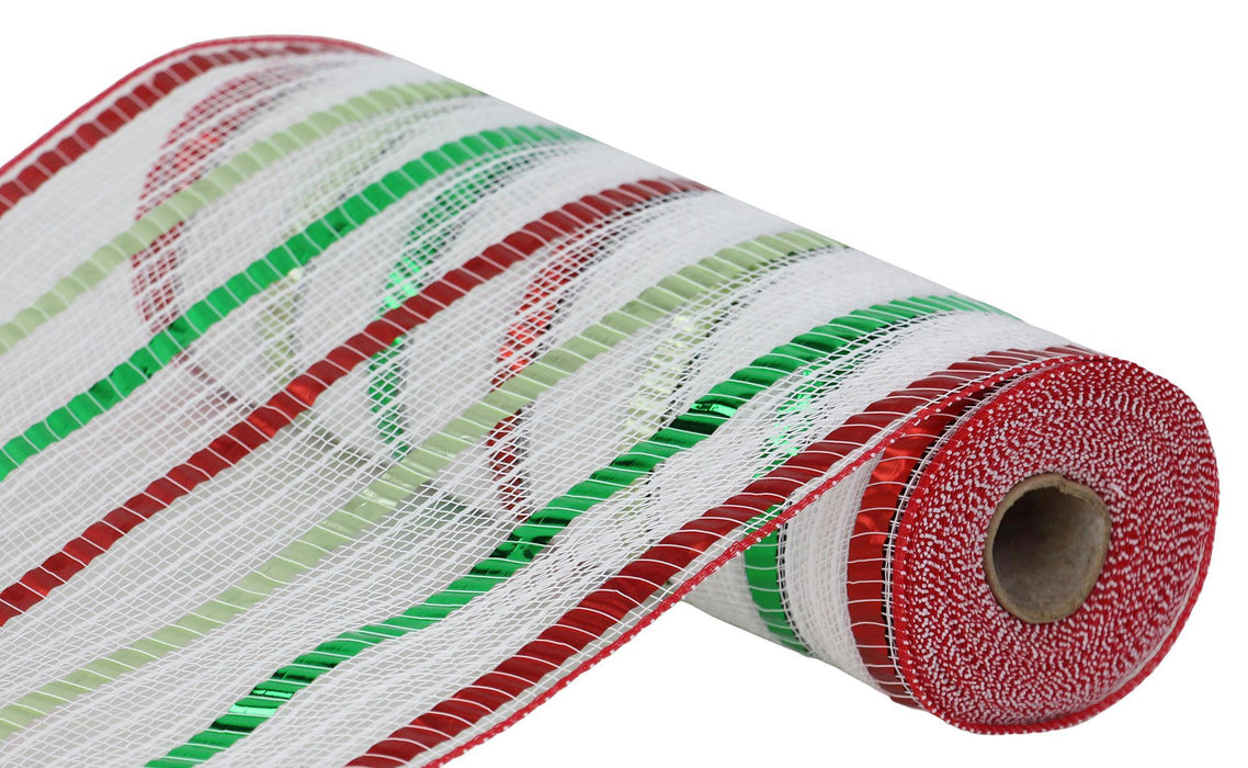 10.5"X10Yd Xl Wide Foil/Faux Jute Mesh White/Red/Sage/Emerald RY8036FE