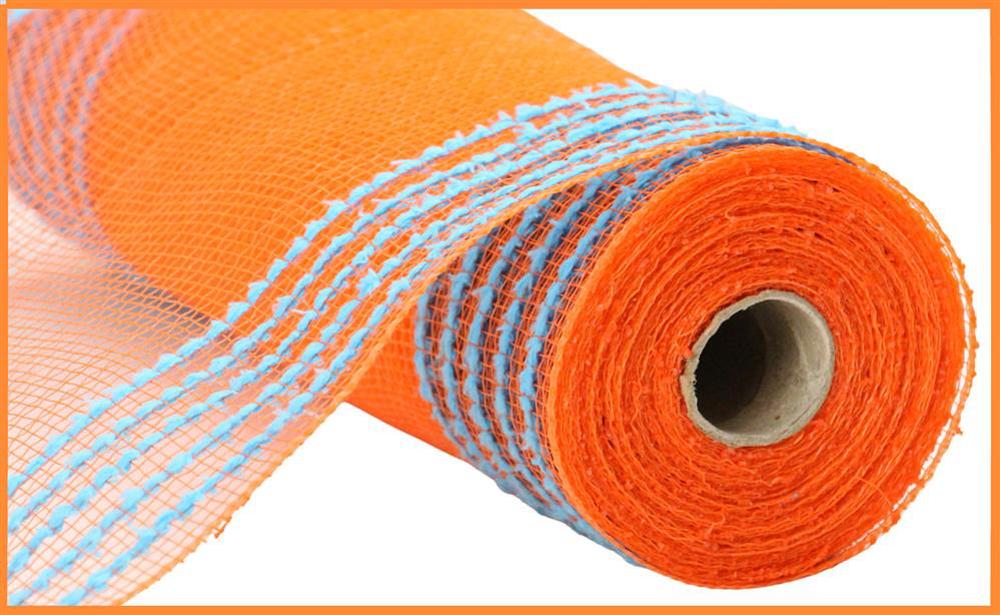 10.25"X10Yd Drift/Pp Wide Border Mesh Orange/Turquoise RY8115AJ