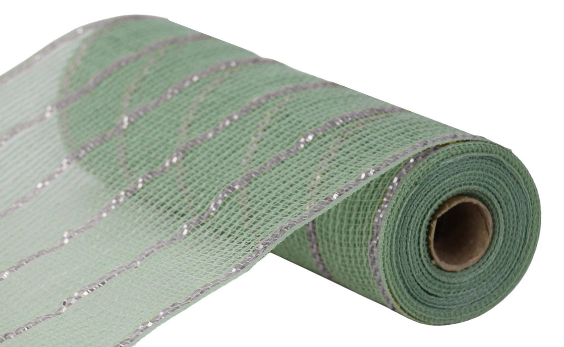 10.25"X10Yd Poly/Faux Jute/Matte Mesh Sage Green/Silver RY8329W6